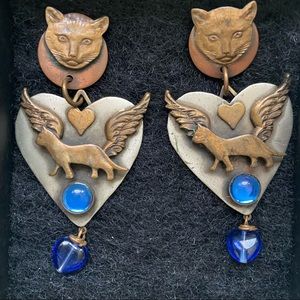 Artisan-made kitty earrings